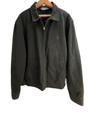 Polo Ralph Lauren Mens Black Cotton Blouson Jacket With Red Logo Size XXL